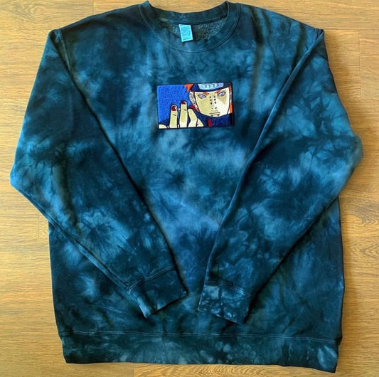 PAIN BLACK TIE-DYE CREWNECK