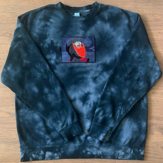 TOBI BLACK TIE-DYE CREWNECK